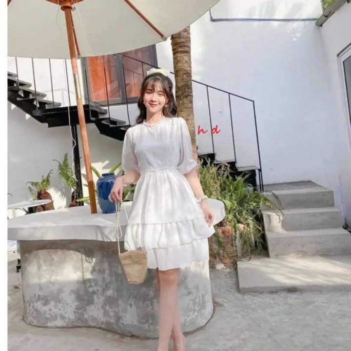 Mẫu mới Đầm nữ dự tiệc màu trắng tùng váy nữ dễ thương mặc dự tiêc dạo phố  đều được vải may tỉ mỉ Vải loại 1  MixASale