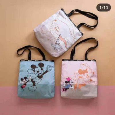 Lesportsac Joint กระเป๋าผ้าพิมพ์ลายการ์ตูนแบบพกพา Messenger กระเป๋าสะพายไหล่ช้อปปิ้ง 3531