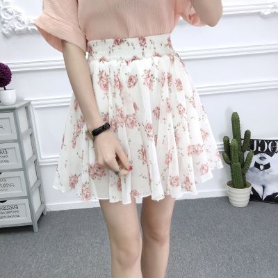 【CC】✢⊙✼  Floral Skirt Womens Waist Elastic Short Clothing