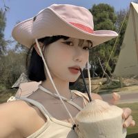 {You have a hat}หมวกคาวบอยตะวันตกสีชมพูเกาหลีสำหรับผู้หญิง,หมวกการปีนเขาตั้งแคมป์กลางแจ้งสำหรับฤดูร้อนหมวกผู้ชายหมวกชุดตกแต่งธีมชาวประมงบังแดดขอบใหญ่