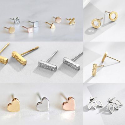 Fashion Jewelry Minimalist Stainless Steel Triangle Heart Stud Earrings For Women Aretes De Mujer Oorbellen Piercing Brincos