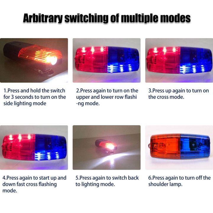 ไฟสายสะพายไหล่ตำรวจไฟเตือนไหล่-led-สีแดง-amp-น้ำเงิน-หลอดไฟแฟลชไฟไซเรนยามตรวจการณ์เพื่อความปลอดภัยของคนงานสุขาภิบาล
