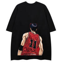 การ์ตูนการ์ตูนญี่ปุ่นข้ามพรมแดนแขนสั้น Slam Dunk T เสื้อเชิ้ตผู้ชายลำลองหลวมคอกลม ins อินเทรนด์ T เสื้อผ้าฤดูร้อนแขนสั้น