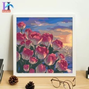 Bộ tranh sơn dầu acrylic Hamlet tô màu theo số hình hoa tulip làm quà tặng