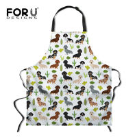 FORUDESIGNS Dachshund Pug Dog Printed Kitchen Apron for Woman Cute Bib Home Cooking Baking Cleaning Tool Anti-Dirty