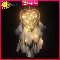 Love Heart Dream Catcher ไฟ LED Feathers แขวนผนัง Dreamcatcher