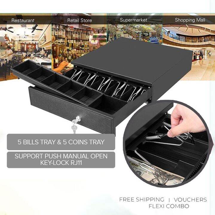 Electronic Cash Drawer with Lock Money Organizer Coin cashier register