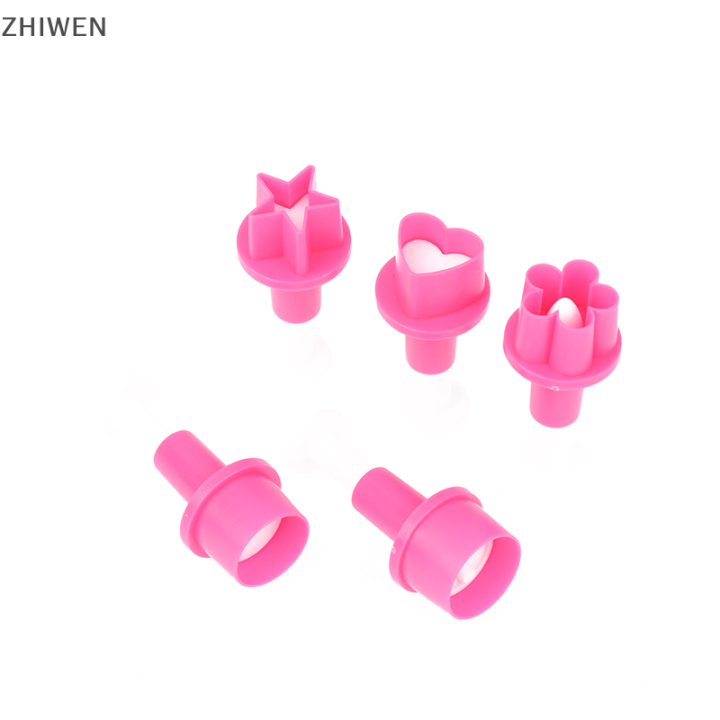 zhiwen-กระดุมรูปดาวพิมพ์ทำเค้กที่ตัดคุกกี้5ชิ้นลูกสูบรูปหัวใจแบบ-diy-แม่พิมพ์ตราประทับบิสกิตฟองดองท์ขนมอบเค้กตกแต่งเครื่องมืออบ