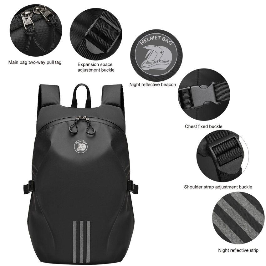 Motorcycle Helmet Bag Cycling Helmet Storage Hiking Helmet catch Bag Backpack Basketball Football Soccer Backpack Black