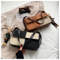 [COD] 2021 autumn and winter new bag womens fashion Korean style grid contrast underarm shoulder simple