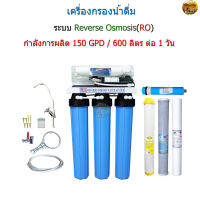 เครื่องกรองน้ำ RO 20 นิ้ว กำลังการผลิต 150 GPD(600ลิตร)ไม่มีถังเก็บน้ำในชุด