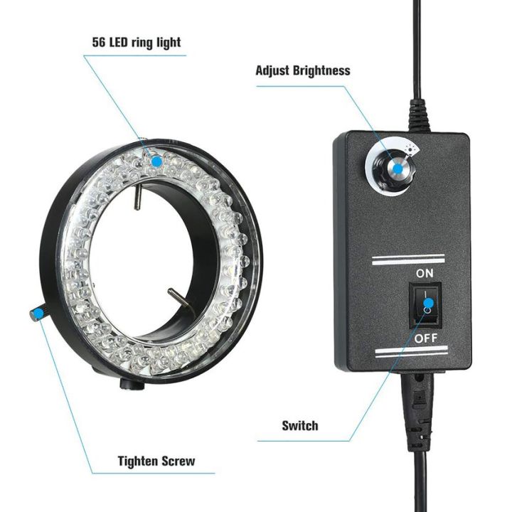 ไฟวงแหวน-led-60ดวงที่ปรับได้ด้านบนโคมไฟสำหรับกล้องจุลทรรศน์สเตอริโอในอุตสาหกรรม