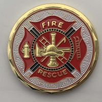 【CC】✢┇  Firefighter Coin Thin Painted the U.S.Flag Gold Plated Collectible Firemen Commemorative