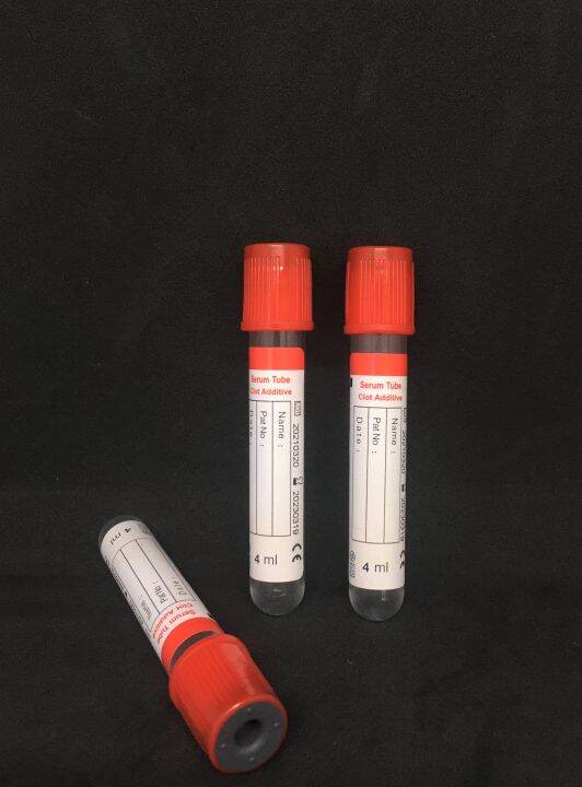 หลอดเก็บเลือด-clot-activator-vacuum-tube-จุกสีแดง-หลอดบรรจุสิ่งส่งตรวจ-ขนาด-4-ml-size-13-75-mm-100-ชิ้น-แพ็ค