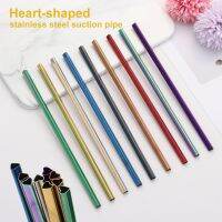 Eco-friendly Portable Heart-shaped Kitchen Accessories Reusable Metal Straws Drinking Straw Bar Tool Specialty Glassware