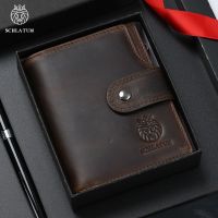 SCHLATUM Leather Men Business Wallet RFID Men Card Id Holder Coin Purse Travel Wallet Anti-theft Swipe