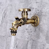 Antique Brass Mop Taps Washing Machine Faucet Dragon Design Single Cooling Outdoor Balcony Water Taps Garden Retro Faucets