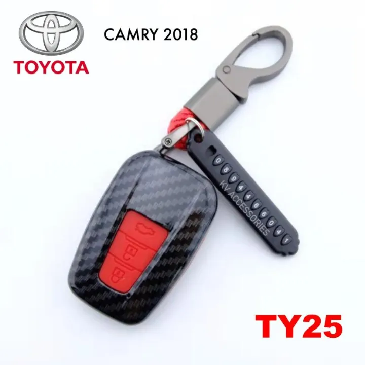 ad-ซองกุญแจรีโมท-เคสรีโมทกุญแจเคฟล่า-toyota-รุ่น-camry-2018-ปุ่มสีแดง-รหัส-ty25
