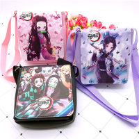 【cw】Anime Demon Slayer Cartoon Shoulder Bag Kimetsu No Yaiba Nezuko Kochou Shinobu Childrens Messenger Bag PU Makeup Storage Bag