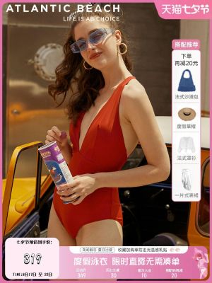 Atlanticbeachs New Sexy Deep V Swimsuit Womens Summer Seaside Hot Spring Cover Belly Slim Fashion One-Piece Swimsuit