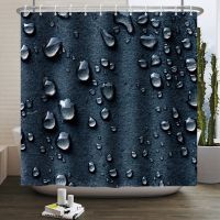 Black Shower Curtain 3D Water Drop Raindrops Bathroom Decorative Curtain Refreshing Droplets Modern Art Bathtub Curtain 180x240