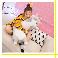 Cute Animal Cat Plush Stuffed Toy Soft Body Long Plushie Toy Doll 0130cm Long Pillow Bolster Bedding Accessories Birthday Gift for Kids &amp; Girls Plushy Plushies Toys