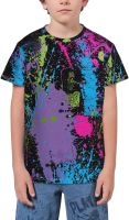 Rainbow of Neon Paint Splatters T- Shirt Short Novelty for Boys and Girl