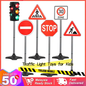 Chaoshihui 10 Sets of Traffic Road Sign Toys Miniature Traffic Barricade  Signs Kids Traffic Scene Toys