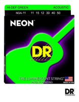 DR Strings NEON สายกีตาร์โปร่ง เบอร์ 11 เรืองแสงในที่มืด สายเคลือบ (Custom Light, 11-50) ** Made in USA **