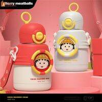 ซากุระสีน้ำเงิน600มล. แก้วฉนวนสำหรับ Chibi Maruko-Chan ถ้วยน้ำร้อนเด็กลายการ์ตูนน่ารัก316ถ้วยน้ำสแตนเลสกาต้มน้ำพกพาได้นักเรียน