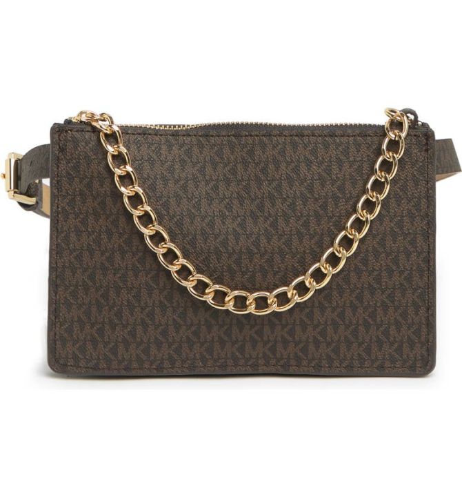 Michael Kors (MK) Signature Logo Pull Chain Belt Bag / Fanny Pack ...