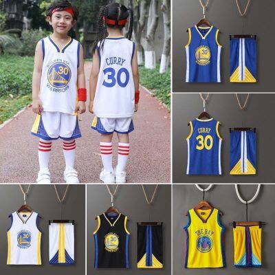 Kids NBA Golden State Warriors 30 Stephen Curry High Quality Dri-FIT Basketball Jersey Uniform Suit