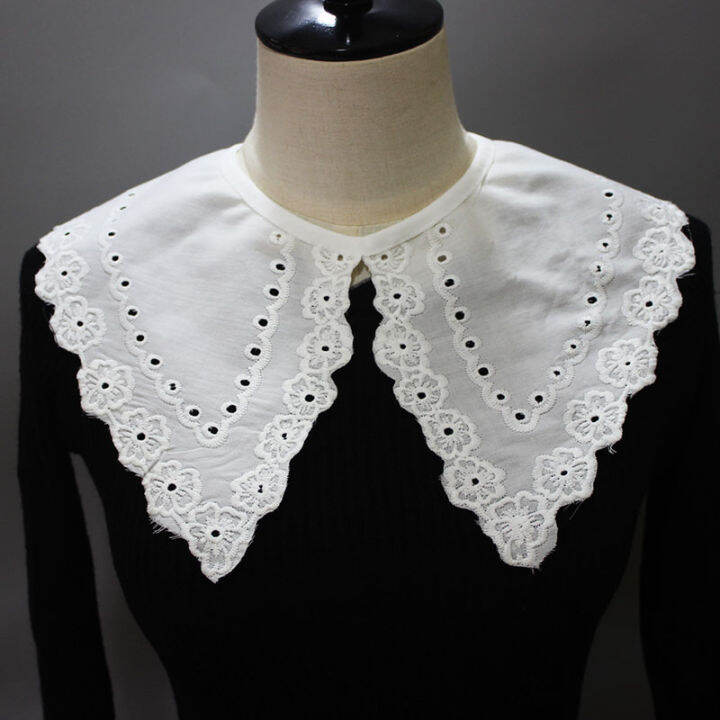 new-white-shawl-doll-fake-collar-female-shirt-hollow-false-collar-ladies-detachable-decorative-fake-collar-lapel-blouse-wrap