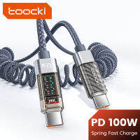 Toocki PD 100W USB-C ไปพิมพ์ C สปริงสายเคเบิลข้อมูลดิจิตอลชาร์จเร็วสำหรับ Xiaomi POCO Samsung สายสายเคเบิลข้อมูล Huawei