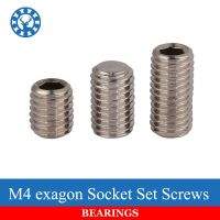 50Pcs M4 Din913 304สแตนเลสสตีลเมตริกด้าย Grub Flat Point Hexagon Socket Set สกรู Headless