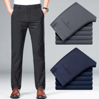 New Summer Casual Pants MenS Cool Business Elastic Breathable Light High Waist Suit