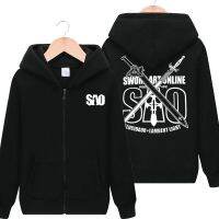 Sword Art ออนไลน์ Hoodie แจ็คเก็ตสีดำ Coat Hooded Sweatshirt