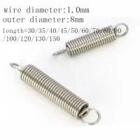 5pcs/lot wire 1x8xL extension spring 1x 8 x20/25/30/35/40/45/50/60 Stainless steel extension tension spring with hooks