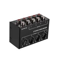 Mini Stereo Audio Mixer with 4-Channel RCA Inputs Separate Volume Controls Full Metal Shell Black Electronic musical instrument