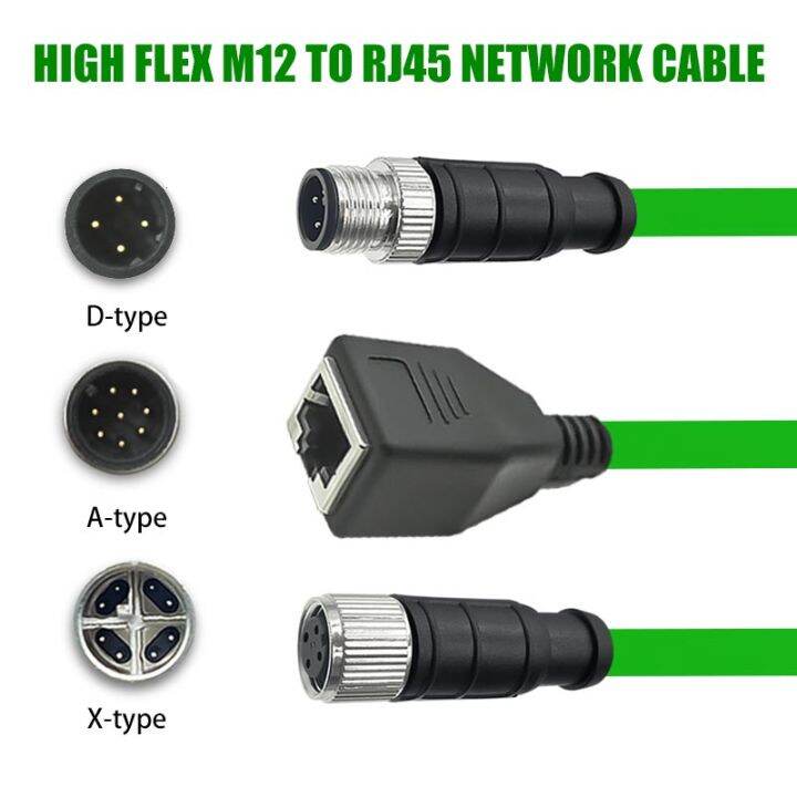 M12 4Pin /8 Pin To RJ45 Male/Female Extension Cable Connector A/D/X
