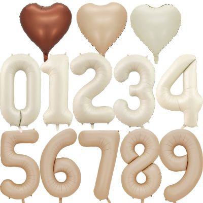 【CC】 1pc 32/40inch Cream/Caramel Color 1-9 Digital for 30 40 50 Adult Kids Happy Birthday Decoration Supplies