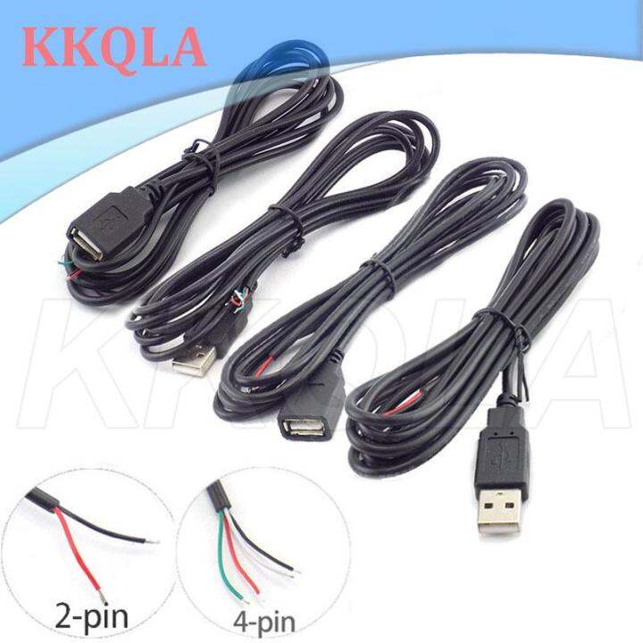 qkkqla-2m-usb-type-c-power-supply-extension-cable-type-a-male-female-diy-connector-2pin-cord-4pin-charging-wire-repair-welding-adapter