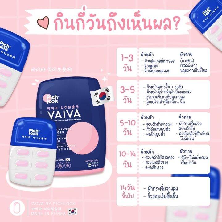 vaiva-by-pichlook-วิตามินผิวเกาหลี-1กล่อง18เม็ด