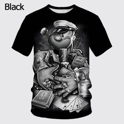 Summer of New Fashion Casual Popeye 3D Printing Mens Round Neck Short Sleeve Tops T-shirt