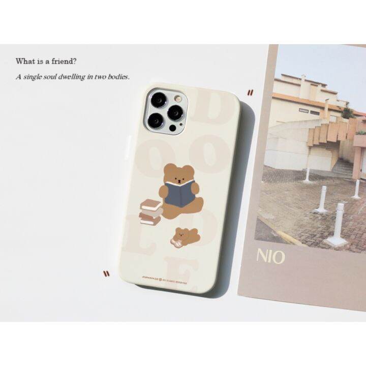 korean-phone-case-for-compatible-for-iphone-samsung-reading-maniac-bear-slim-card-storage-clear-slide-bumper-protective-griptok-kickstand-holder-cute-hand-made-unique-galaxy-13-8-xs-xr-11pro-11-12-12p