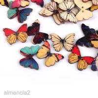 [AlmenclafdMY] LOT 100 PCS WOODEN MIXED BUTTERFLY FLATBACK BUTTONS SEWING SCRAPBOOK CRAFTS