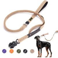 Heavy Duty Bungee Dog Leash Tactical Reflective Shock Absorbing Leashes Quick Release Carabiner Car Seatbelt for Large Dogs Leashes