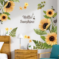 hedeguoji?Sunflower Wall Sticker Glass Decorative Sticker Living Room Bedroom Floral Decor