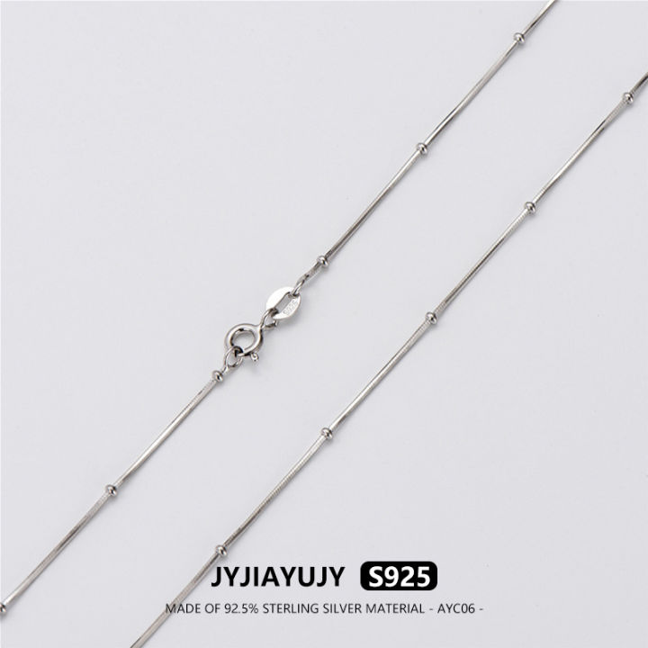 jyjiayujy-สร้อยคอ-s925เงินสเตอร์ลิง100-สายโซ่งูขนาด40-45-50ซม-พร้อมลูกบอลชุบโรเดียมคุณภาพสูงชุบโรเดียม1-5มม-เป็นของขวัญสำหรับ-ayc06ประจำวัน