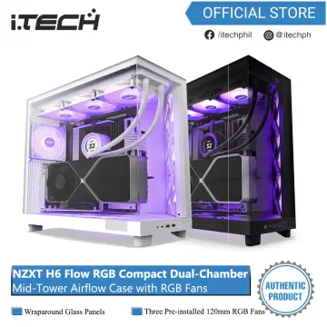 NZXT H6 Flow RGB Compact Dual-Chamber Mid-Tower Airflow Case with RGB Fans